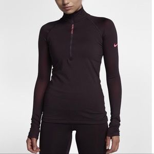 NIKE PRO HYPERWARM BLACK LONG SLEEVE 1/2 ZIP
